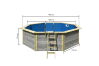 Karibu Pool Modell Variante 2 X Poolgrundkörper inkl. Vlies, Folie BLAU, kdi Holzdeck und Edelstahlleiter, KESSELDRUCKIMPRÄGNIERT + WASSERGRAU gestrichen