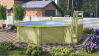 Karibu Pool Modell Variante 2 X Poolgrundkörper inkl. Vlies, Folie BLAU, kdi Holzdeck, KDI Terrasse und Edelstahlleiter, KESSELDRUCKIMPRÄGNIERT