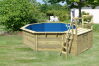 Karibu Pool Modell Variante 2 X Poolgrundkörper inkl. Vlies, Folie BLAU, kdi Holzdeck, KDI Terrasse und Edelstahlleiter, KESSELDRUCKIMPRÄGNIERT