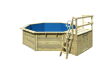 Karibu Pool Modell Variante 2 X Poolgrundkörper inkl. Vlies, Folie BLAU, kdi Holzdeck, KDI Terrasse und Edelstahlleiter, KESSELDRUCKIMPRÄGNIERT