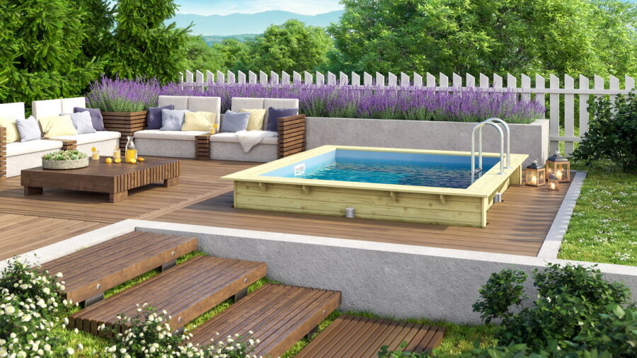Karibu 44mm Rechteck Pool Modell Größe 1 Im Sparset mit Filterpaket klein