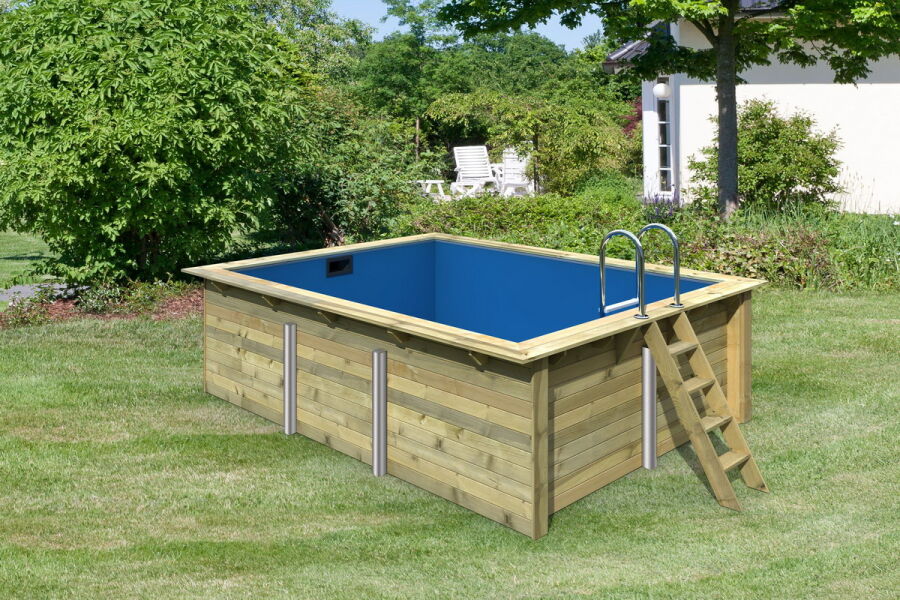 Karibu 44mm Rechteck Pool Modell Größe 2 Im Sparset mit Filterpaket klein