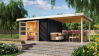 Karibu Gartenhaus BASTRUP 7 anthrazitgrau inkl. 300cm Schleppdach
