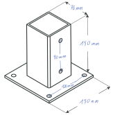 Aufschraubhülse Pfostenträger schwarz für Aluminium Pfosten 68x68mm
