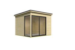 Gartenhaus MARA 1, 296 x 296 cm, 28mm Wandbohlen, unbehandelt, Alufenster und -türen