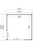 Gartenhaus MARA 1, 296 x 296 cm, 28mm Wandbohlen, RAL 7042 verkehrsgrau lackiert, Alufenster und -türen