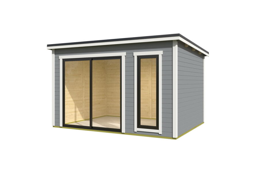 Gartenhaus NOVA 1, 386 x 296 cm, 28mm Wandbohlen, Alufenster und -türen, verschiedene Varianten