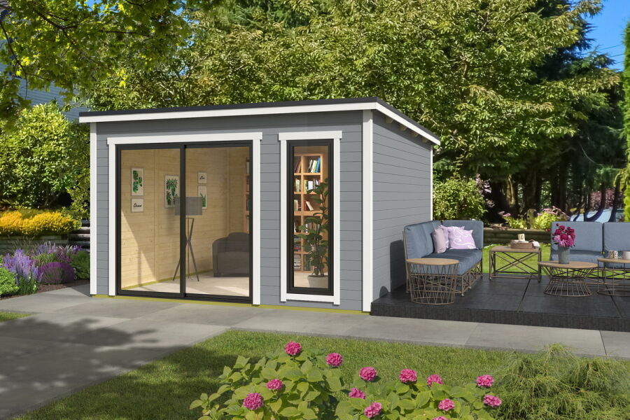 Gartenhaus NOVA 2, 386 x 386 cm, 28mm Wandbohlen, verschiedene Varianten, Alufenster und -türen