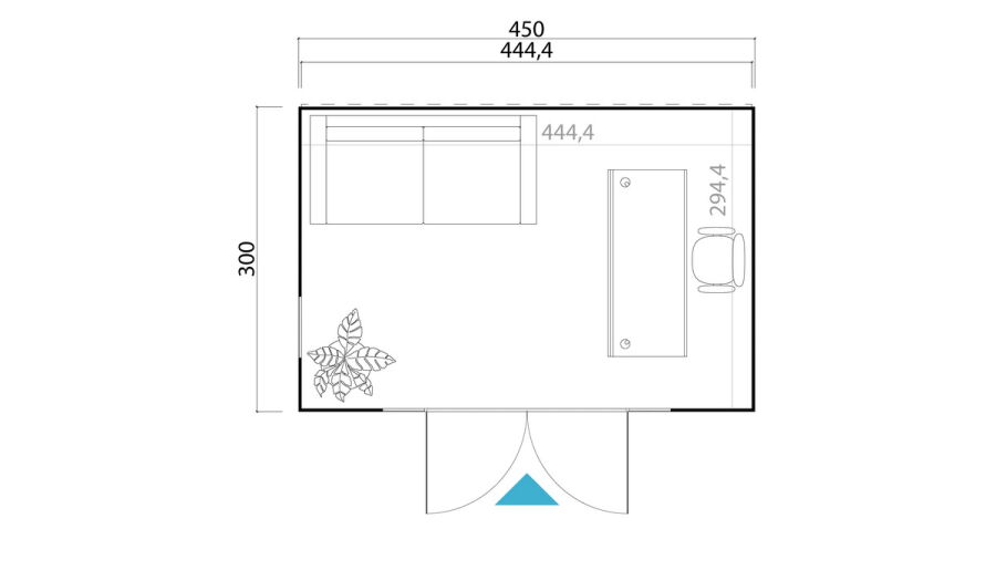 Gartenhaus PALERMO 2 - 450 x 300 cm28 mm, natur / farbig
