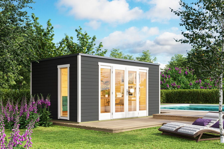 Gartenhaus PALERMO 2 - 450 x 300 cm28 mm, natur / farbig