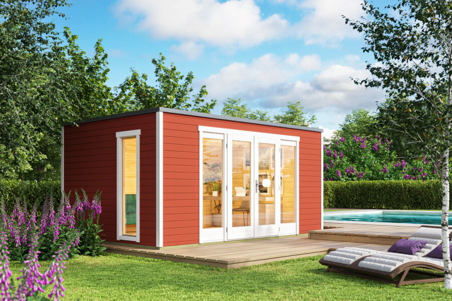 Gartenhaus PALERMO 2 - 450 x 300 cm28 mm, natur / farbig