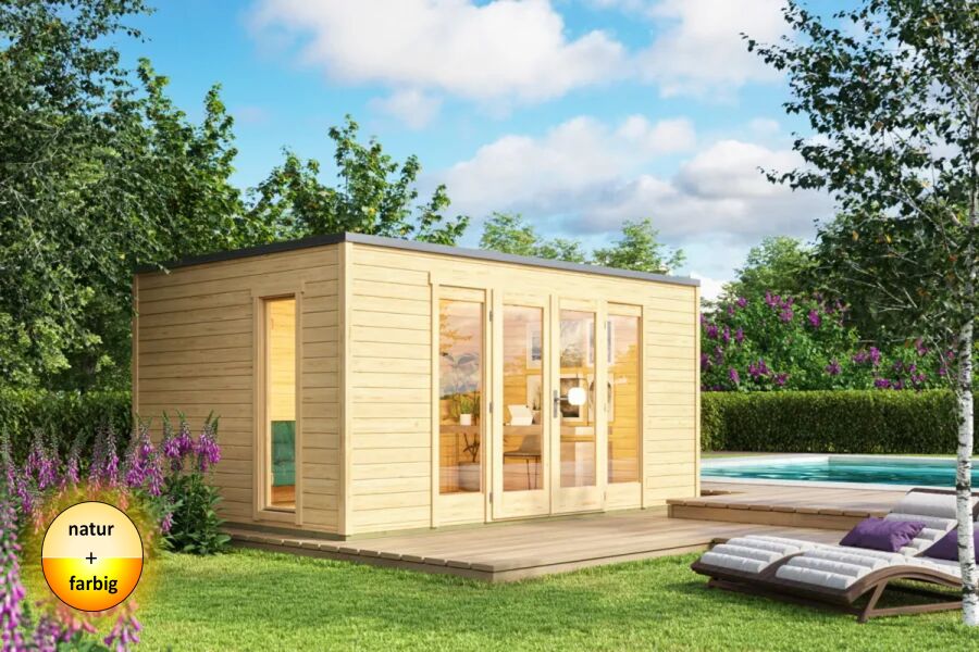 Gartenhaus PALERMO 2 - 450 x 300 cm28 mm, natur / farbig