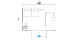 Gartenhaus PALERMO 2 - 450 x 300 cm28 mm, natur / farbig