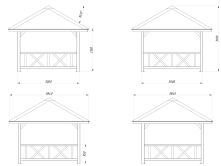 Palmako Pavillon BIANCA 8,3 m²  SET 101 - 300x300 cm, naturbelassen