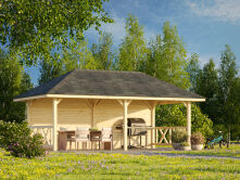 Palmako Pavillon BIANCA 16,6 m²  SET 108  - 588x300 cm, naturbelassen