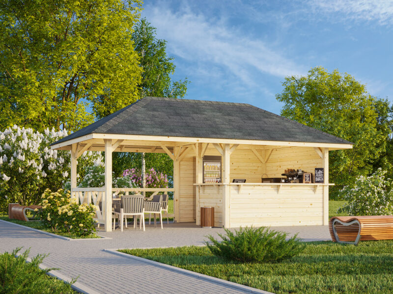 Palmako Pavillon BIANCA 16,6 m² SET 110 - 588x300 cm, naturbelassen