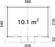 Gartenhaus NELE 3; 400x296 cm (P); 28 mm Blockbohle, ohne Boden