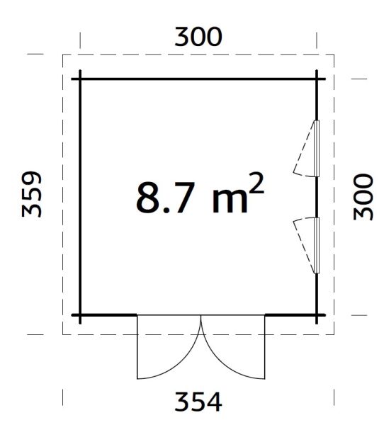 Gartenhaus TABEA; 320 x 320 cm (P); 28 mm; inkl. Boden