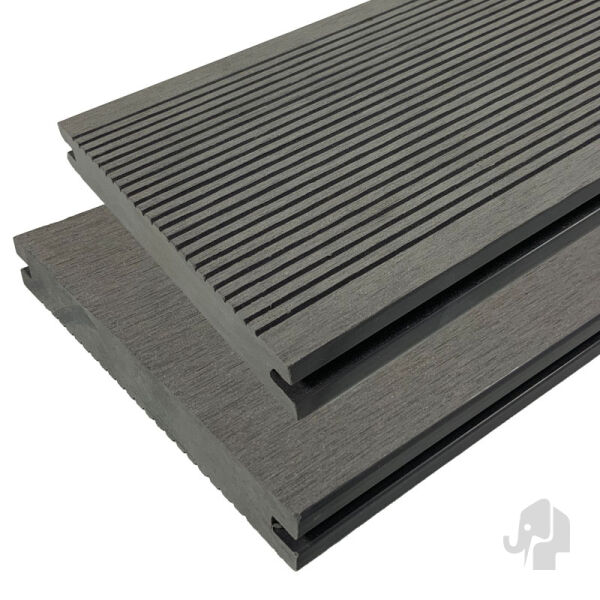 WPC Terrassendiele MASSIV 19x140x4000mm Kombiprofil grau, einseitig genutet/einseitig glatt
