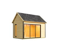 Lasita Maja TOP LINE Gartenhaus MURANO 2 ISO Natur/Anthrazit; 410 x 300 cm; 44 mm Doppelnut; inklusive Boden