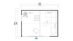 Lasita Maja TOP LINE Gartenhaus MURANO 2 ISO Natur/Anthrazit; 410 x 300 cm; 44 mm Doppelnut; inklusive Boden
