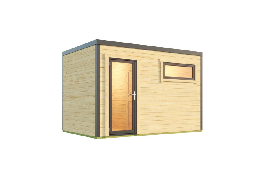 Lasita Maja TOP LINE Gartenhaus SARDINIA 2 ISO Natur/Anthrazit; 350 x 250 cm; 44 mm Doppelnut; inklusive Boden