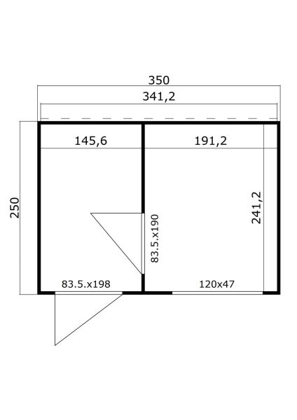 Lasita Maja TOP LINE Gartenhaus SARDINIA 2 ISO Natur/Anthrazit; 350 x 250 cm; 44 mm Doppelnut; inklusive Boden