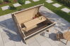 Picknickfass Gastrofass Marktstand Grillfass Campingfass Modell 205 x 240 cm; mit Glastür und Fenster in der Front + halbverglaste Rückwand, inkl. Dachschindeln schwarz, Bausatz