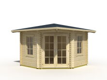 Gartenhaus ARUBA 1 5-Eckhaus (A) 298x298 cm 44 mm Doppelnut mit Boden