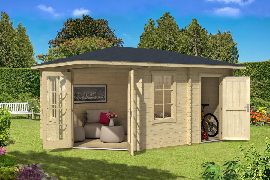 Gartenhaus ARUBA 3 (A) 320x470 cm 44 mm Doppelnut 2 Räume inkl. Boden