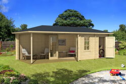 Gartenhaus ARUBA 2 (A) 720x320 cm 44mm Doppelnut 2 Räume + Veranda inkl. Boden