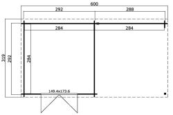 Gartenhaus MEMPHIS 601x312 cm (L); 40 mm Doppelnut; ohne...