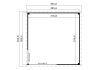 Gartenhaus MARA 4 + Schleppdach FRONT, 386 x 386 cm + 300 cm Schleppdach, 44mm Wandbohlen, unbehandelt, Alufenster und -türen
