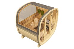 Saunafass BUS Modell 160x200 cm inkl. Dachschindeln schwarz, Bausatz, Fichte Natur oder Thermo-Holz