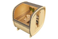 Saunafass BUS Modell 160x200 cm inkl. Dachschindeln schwarz, Bausatz, Fichte Natur oder Thermo-Holz