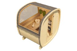 Saunafass BUS Modell 160x200 cm inkl. Dachschindeln schwarz, Bausatz, Fichte Natur oder Thermo-Holz