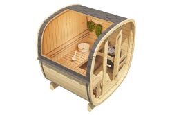 Saunafass BUS Modell 160x200 cm inkl. Dachschindeln schwarz, Bausatz, Fichte Natur oder Thermo-Holz