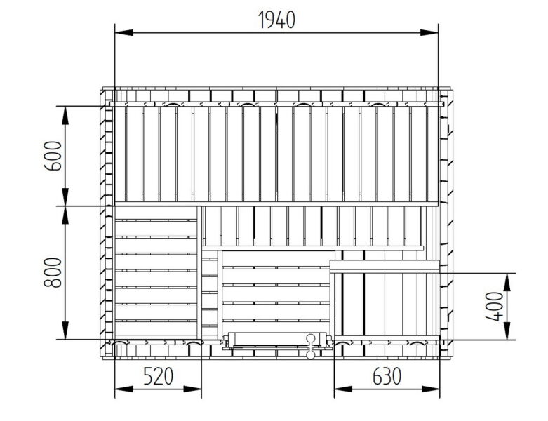 Saunafass BUS Modell 160x200 cm mit halbverglaster Rückwand und Frontverglasung inkl. Dachschindeln schwarz, Bausatz, Fichte Natur