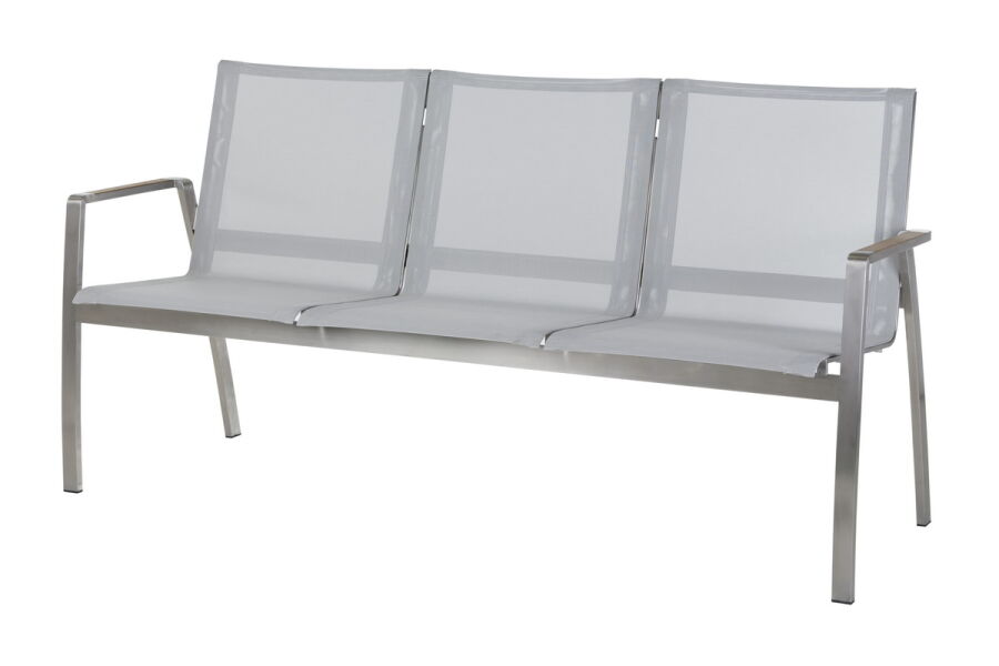 Diamond Garden Venedig 3er Bank Edelstahl-304/Textilene Silber/Weiß
