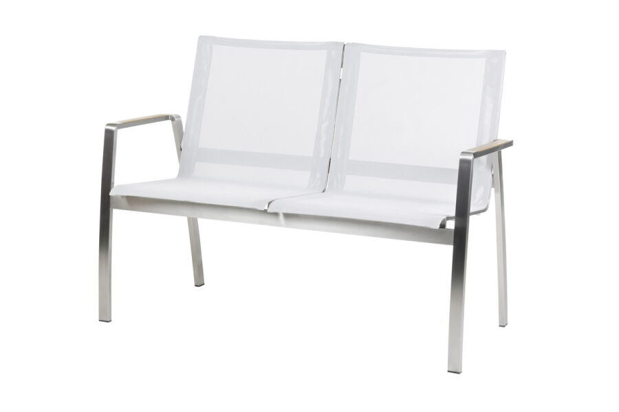 Diamond Garden Venedig 2er Bank Edelstahl-304/Textilene Silber/Weiß