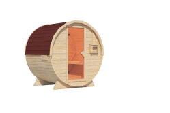 Karibu Sauna FASSSAUNA 1 - SAUNAFASS 1 / ohne Ofen / inkl. Schindeln rot / naturbelassen