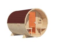 Karibu Sauna FASSSAUNA 2 - SAUNAFASS 2 / ohne Ofen / inkl. Schindeln rot / naturbelassen