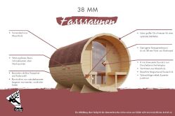 Karibu Sauna FASSSAUNA 3 - SAUNAFASS 3 / Ofen 9 KW externe Strg easy / naturbelassen