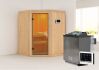 Sauna LARIN (Eckeinstieg) / bronzierte Tür / kein Dachkranz / Ofen 9 kW Bio externe Strg easy