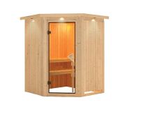 Sauna LARIN (Eckeinstieg) / bronzierte Tür / inkl. Dachkranz / ohne Ofen