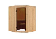 Sauna LARIN (Eckeinstieg) / graphit Tür / kein Dachkranz / ohne Ofen