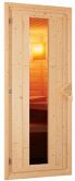 Sauna TAURIN (Eckeinstieg) / Holztür / kein Dachkranz / Ofen 9 kW integr. Strg