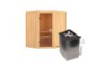 Sauna TAURIN (Eckeinstieg) / bronzierte Tür / kein Dachkranz / Ofen 9 kW integr. Strg
