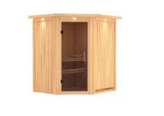 Sauna TAURIN (Eckeinstieg) / graphit Tür / inkl. Dachkranz / ohne Ofen