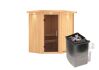 Sauna TAURIN (Eckeinstieg) / graphit Tür / inkl. Dachkranz / Ofen 9 kW integr. Strg